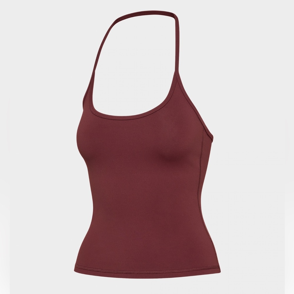 Aritzia Life Essential Cami Halter Spiced Burgundy NWT